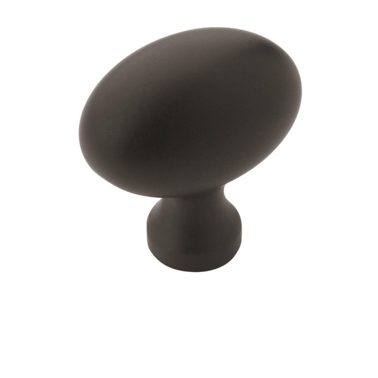 Matte Black Oval Cabinet Knob with Mounting Hardware