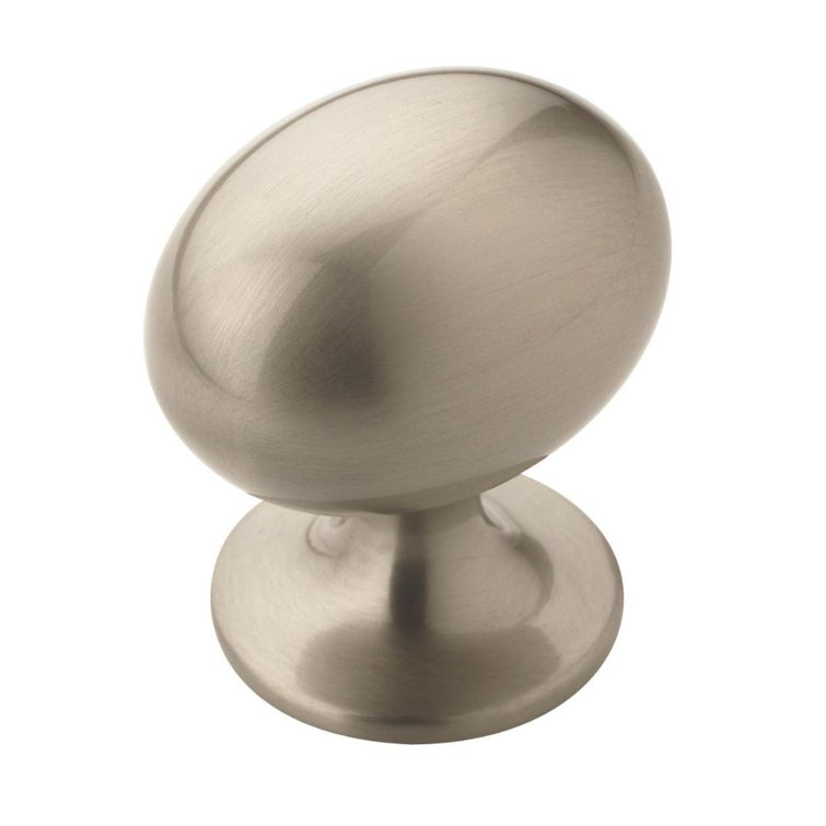 Brushed Nickel Oval Cabinet Knob with Mounting Hardware