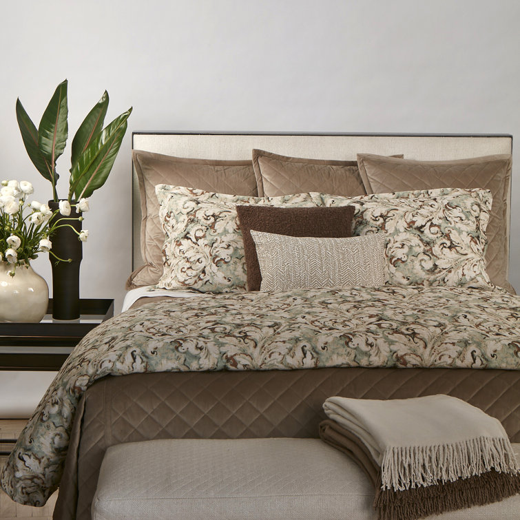 King Size Indigo Linen Quilted Coverlet Set with Euro Shams