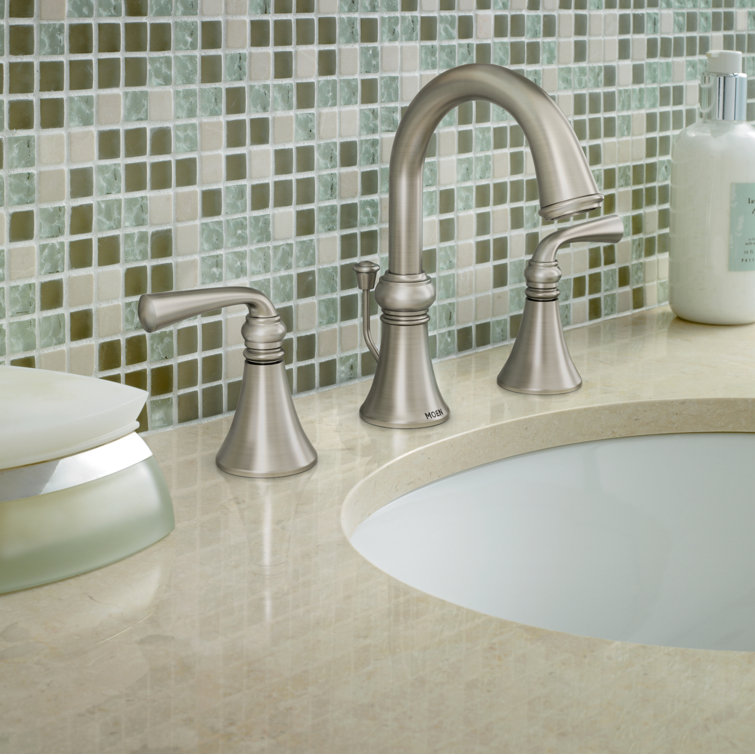 Elegant Widespread Bathroom Faucet in Spot Resist Brushed Nickel