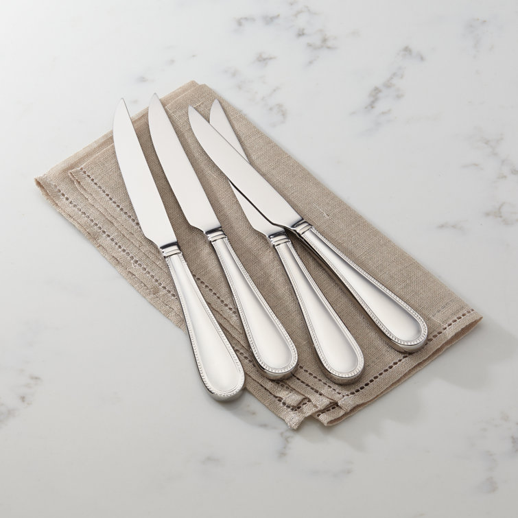 Lyndon Stainless Steel 4-Piece Steak Knife Set with Beaded Handle