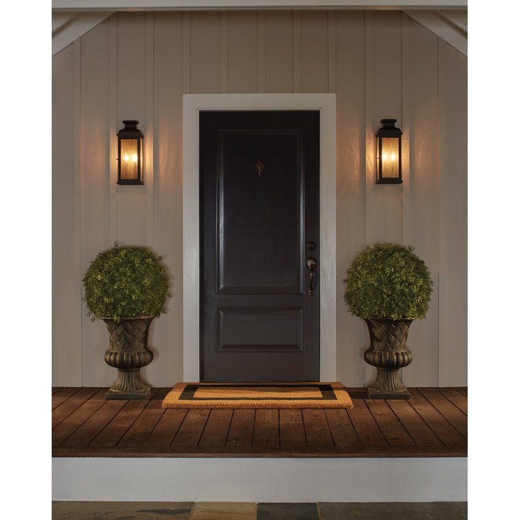 Dark Weathered Zinc Outdoor Wall Sconce with Clear Seeded Glass