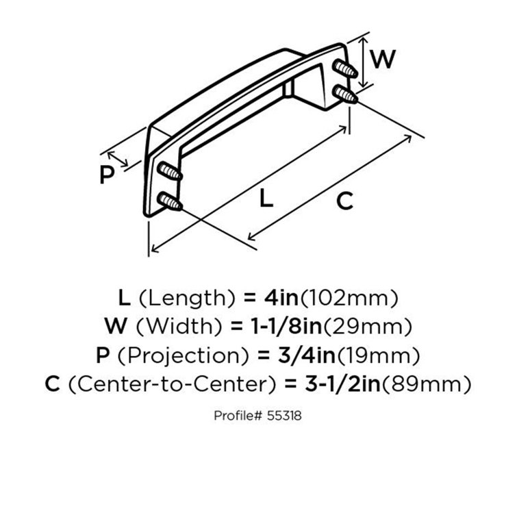 Satin Nickel Brushed Cup Pull with Mounting Hardware