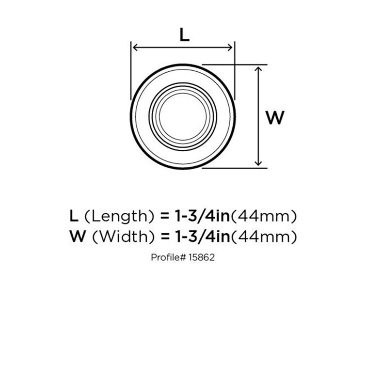Matte Black 1-3/4 Inch Round Cabinet Knob with Mounting Hardware