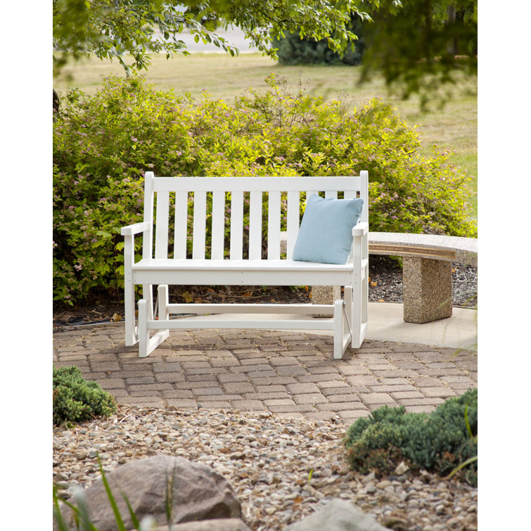 White 48" Polywood Traditional Garden Glider Bench