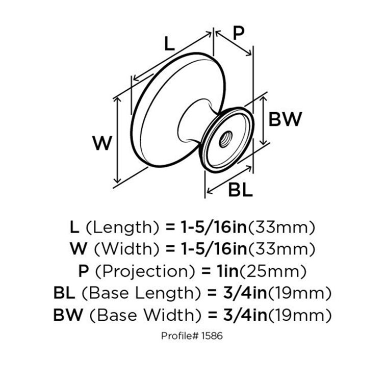 Satin Nickel Round Cabinet Knob with Mounting Hardware