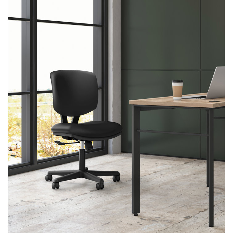 Black Adjustable Swivel Task Chair with Fabric Seat
