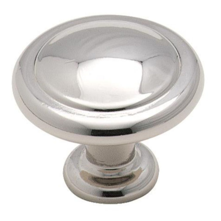 Polished Chrome Round Traditional Cabinet Knob with Mounting Hardware