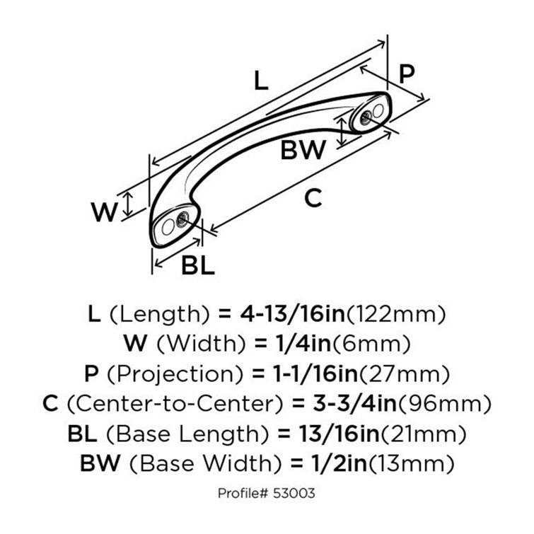 Matte Black 3-3/4 Inch Center-to-Center Cabinet Pull