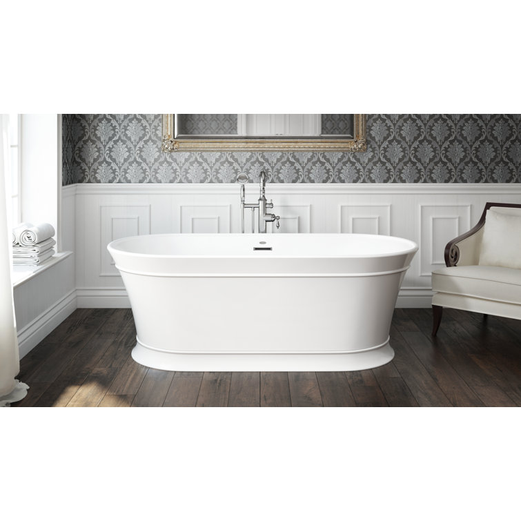 Serafina 67" x 32" Freestanding White Acrylic Soaking Bathtub