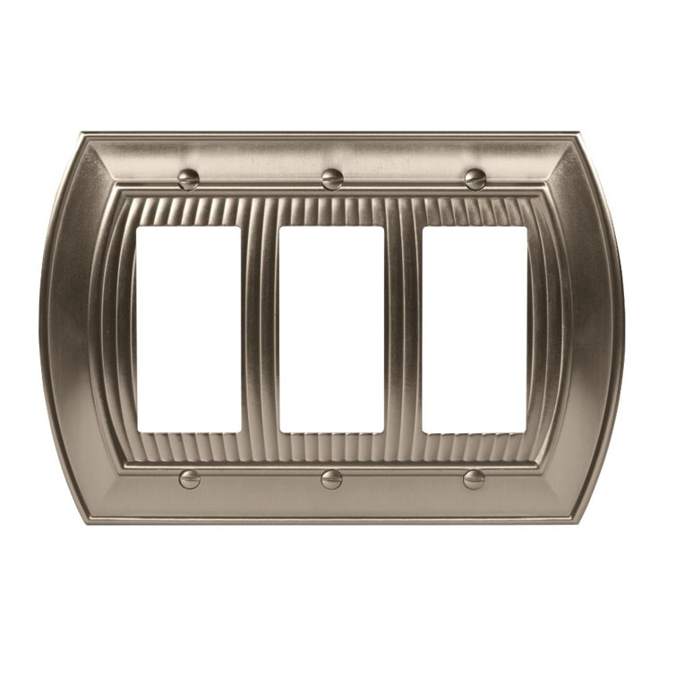 Satin Nickel Traditional 3-Gang Rocker Wall Plate