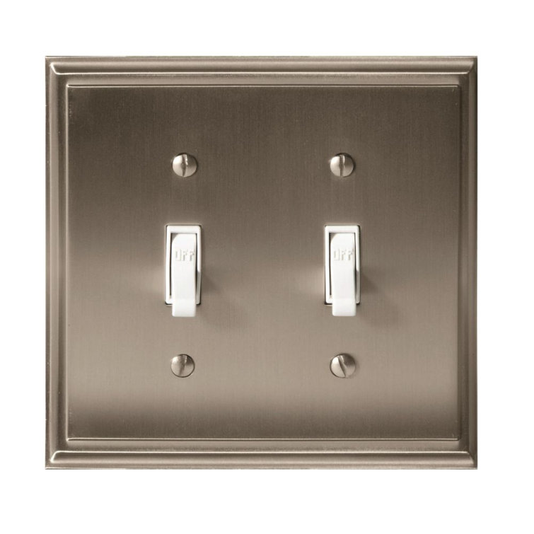 Satin Nickel Double Toggle Light Switch Wall Plate