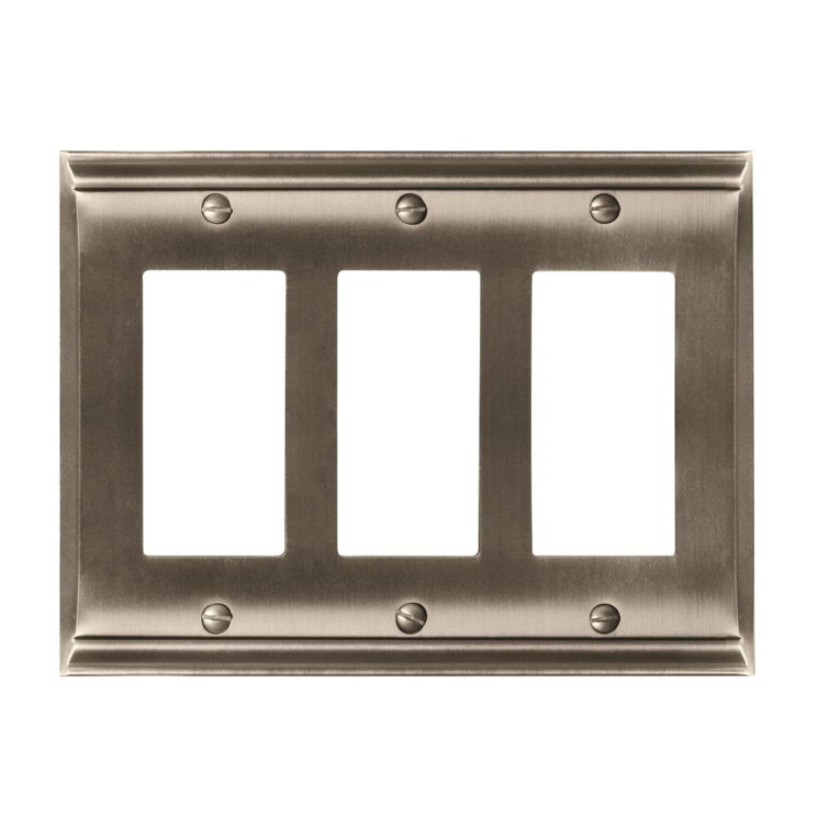 Satin Nickel 3 Rocker Decorative Light Switch Wall Plate