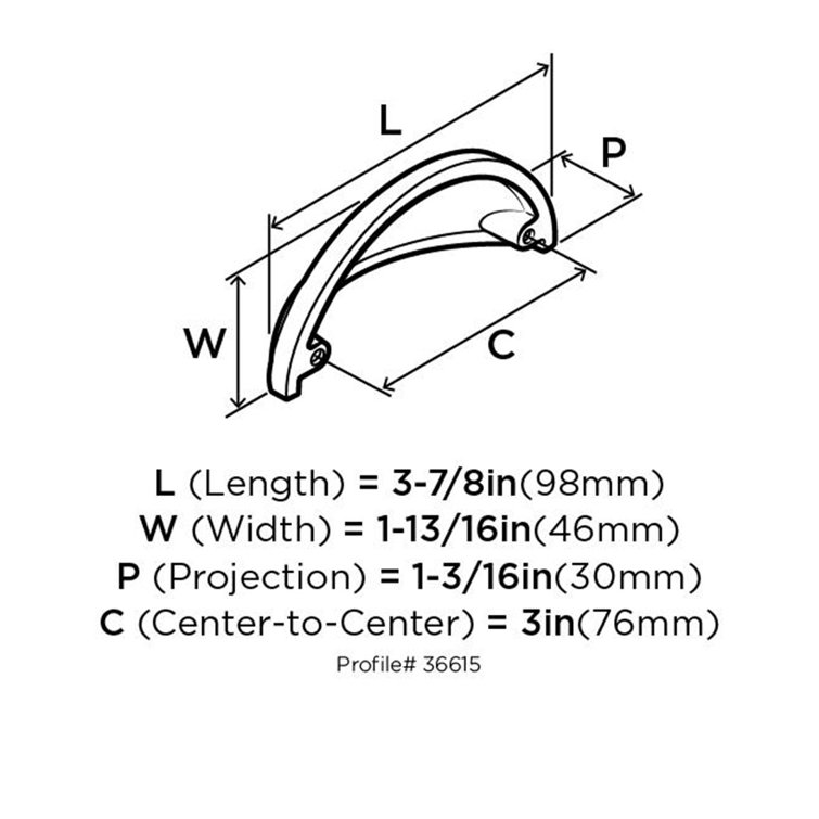 Satin Nickel 3-Inch Center to Center Cup Pull