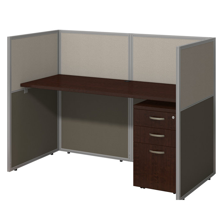 Mocha Cherry 60" Straight Desk & Mobile File Cabinet Workstation