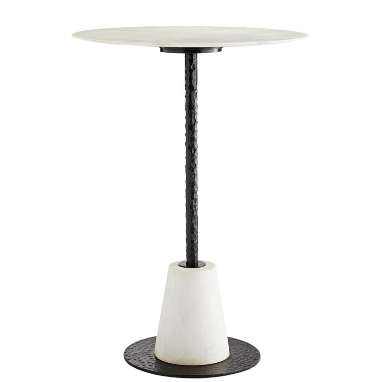 Contemporary Celeste 42.5" Round Marble & Wood Bar Table