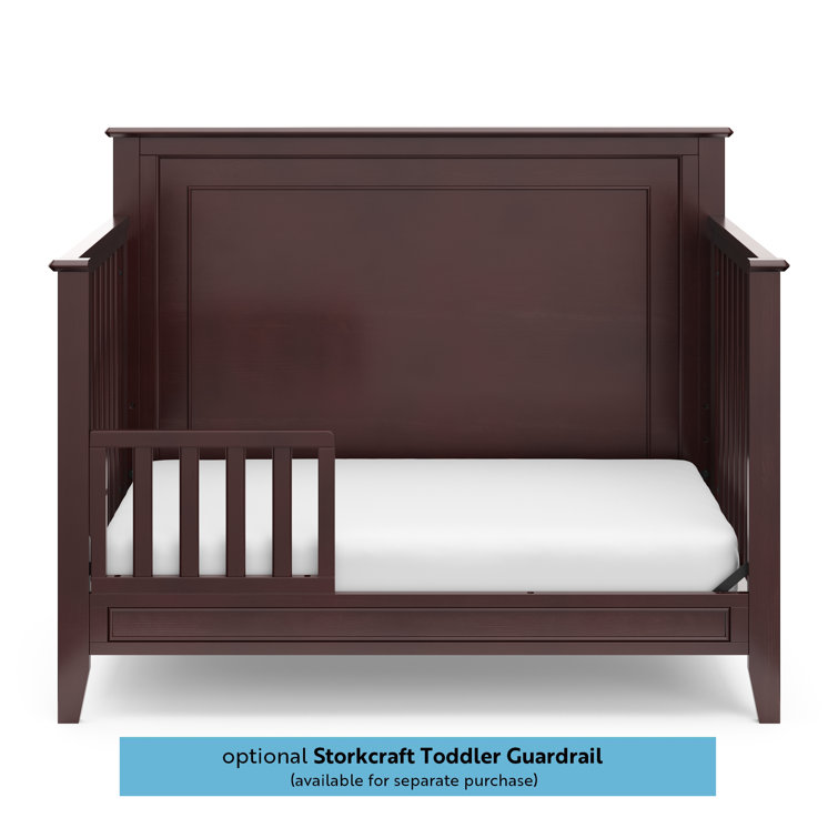 White 5-in-1 Convertible Crib with Mattress Protector