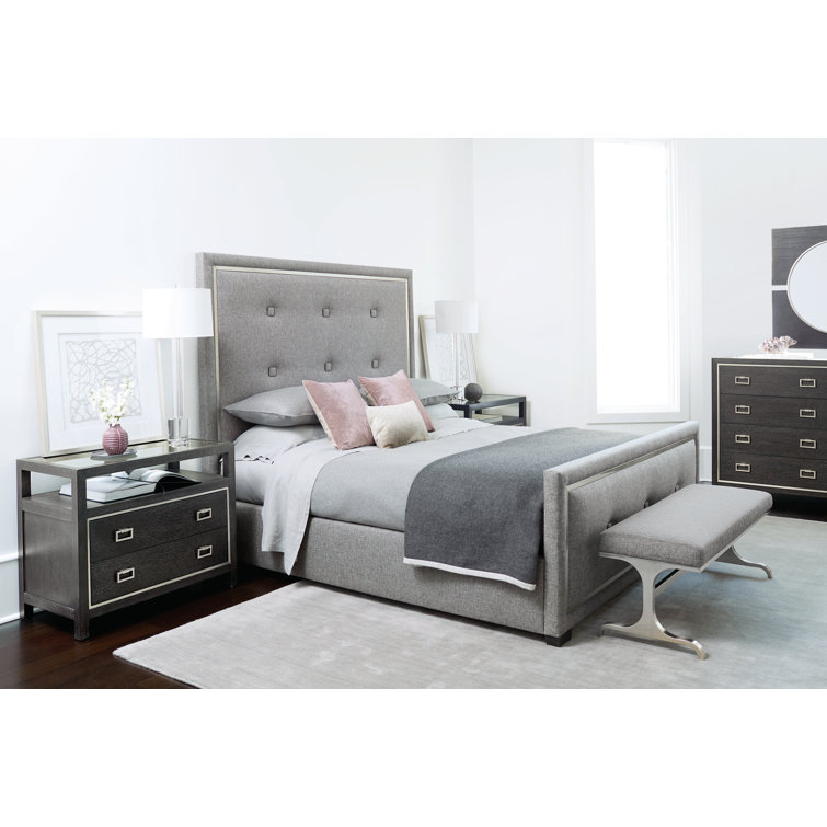 Transitional Cerused Mink 8-Drawer Double Dresser with Silver Mist Accents