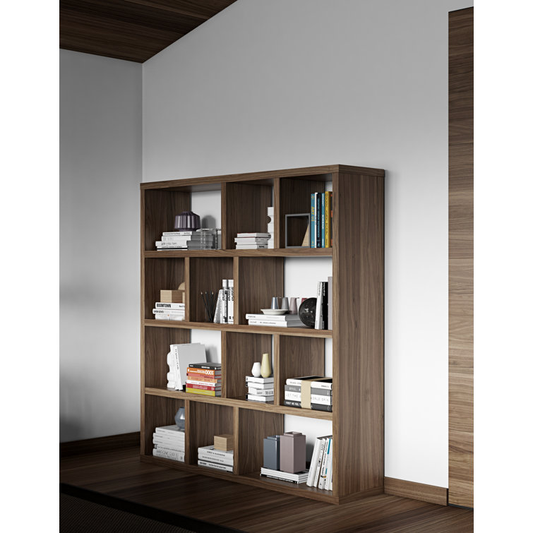 Berlin 59" Walnut Geometric 5-Level Cubbyhole Bookcase