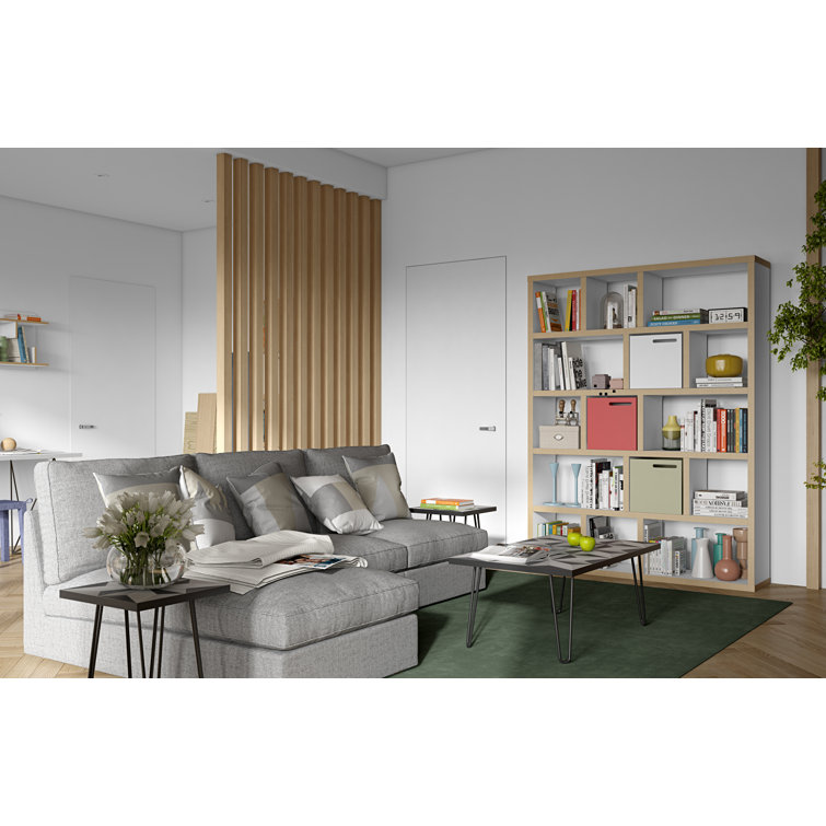 Berlin Pure White 59" Wide 5-Level Plywood Geometric Bookcase