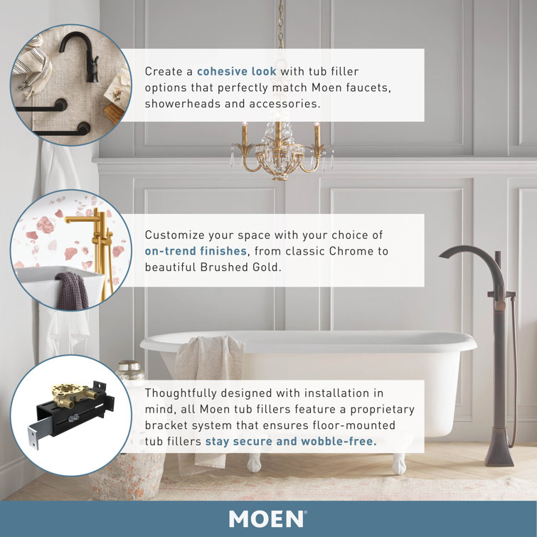 Elegant Brushed Nickel 40" Freestanding Tub Filler with Handshower