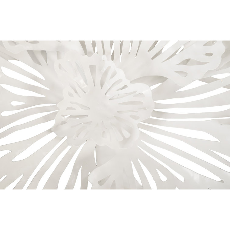 White Metal Contemporary Flower Wall Sculpture