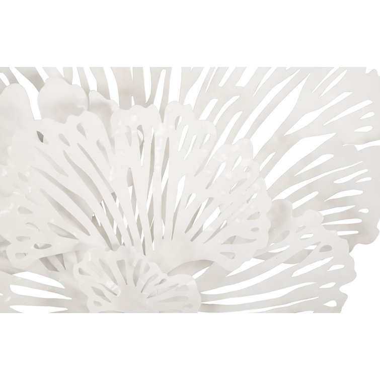 White Metal Contemporary Flower Wall Sculpture