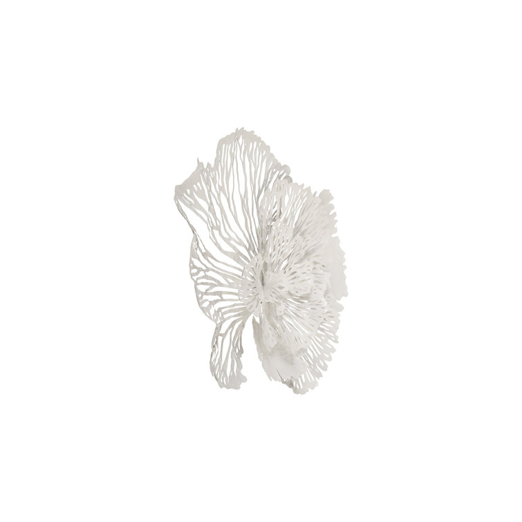 White Metal Contemporary Flower Wall Sculpture