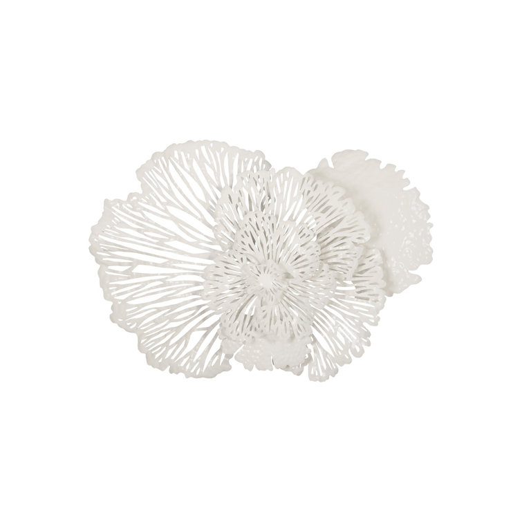 White Metal Contemporary Flower Wall Sculpture