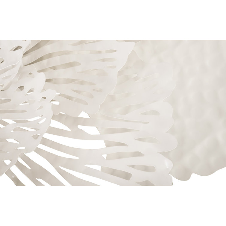 White Metal Contemporary Flower Wall Sculpture