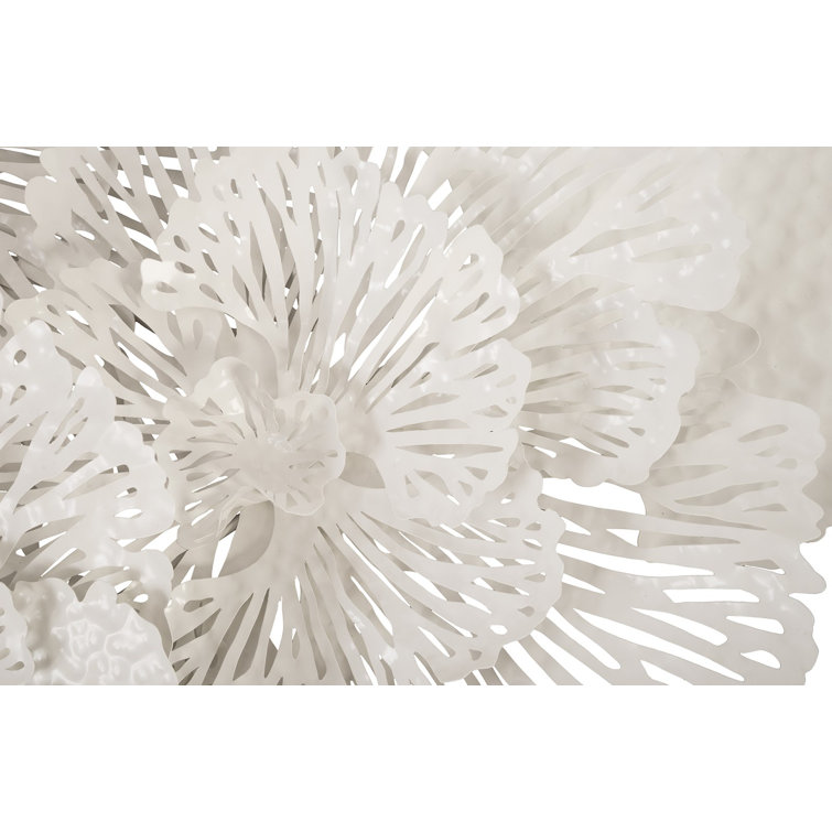 White Metal Contemporary Flower Wall Sculpture