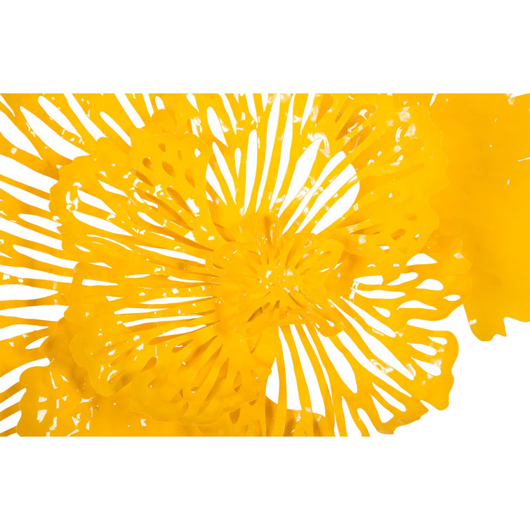 Small Yellow Metal Flower Wall Art Decor