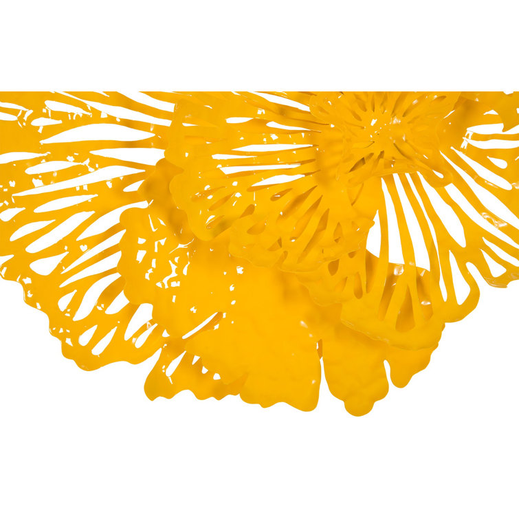 Small Yellow Metal Flower Wall Art Decor
