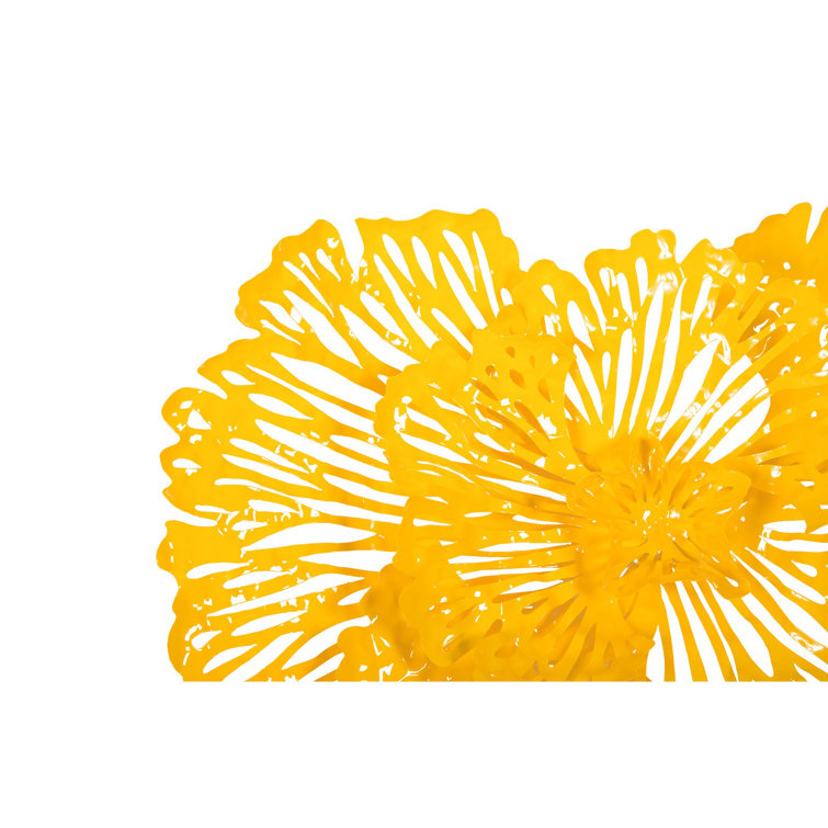 Small Yellow Metal Flower Wall Art Decor