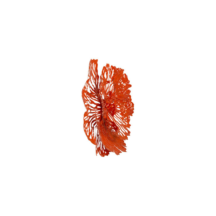 Large Coral Metal Flower Wall Sculpture