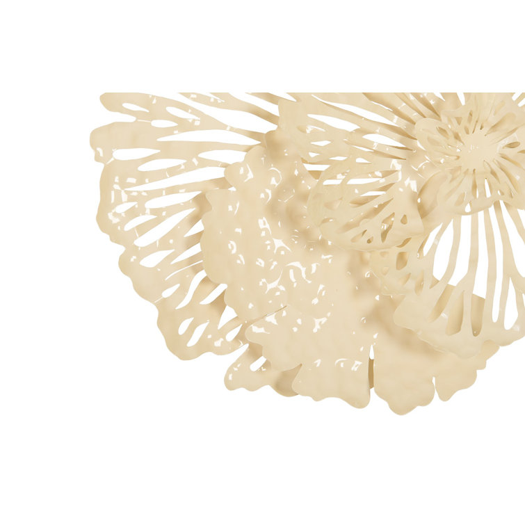 Ivory Metal Flower Wall Art Decor, 25 Inch