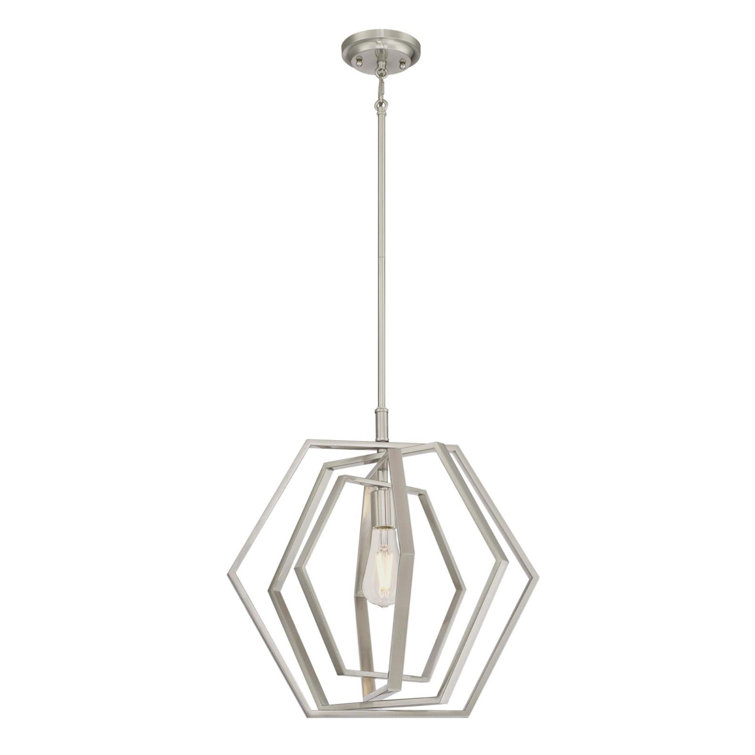 Brushed Nickel Geometric Hexagon 1-Light Pendant