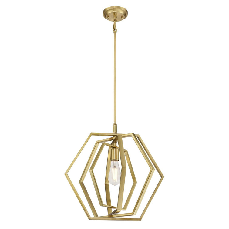 Geometric Champagne Brass Single Pendant Light