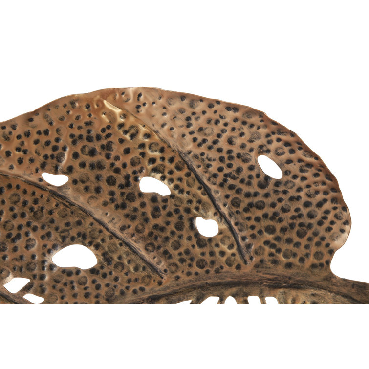 Copper Patina Hand-Cut Metal Birch Leaf Wall Sculpture