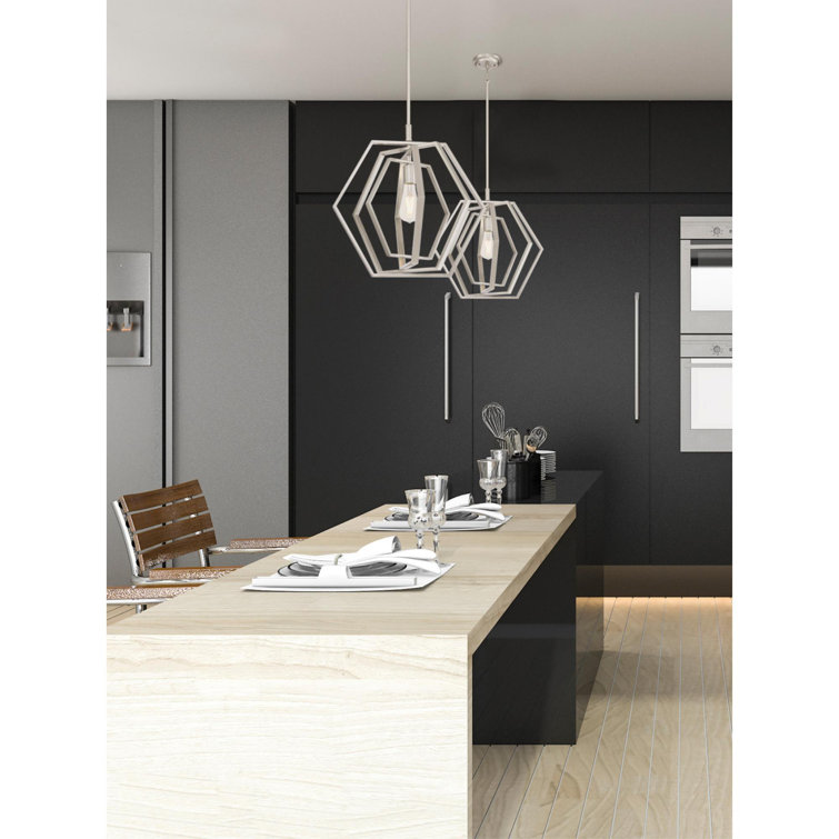 Brushed Nickel Geometric Hexagon 1-Light Pendant