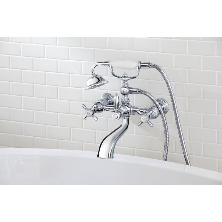 Weymouth Chrome Two-Handle Tub Filler with Hand Shower
