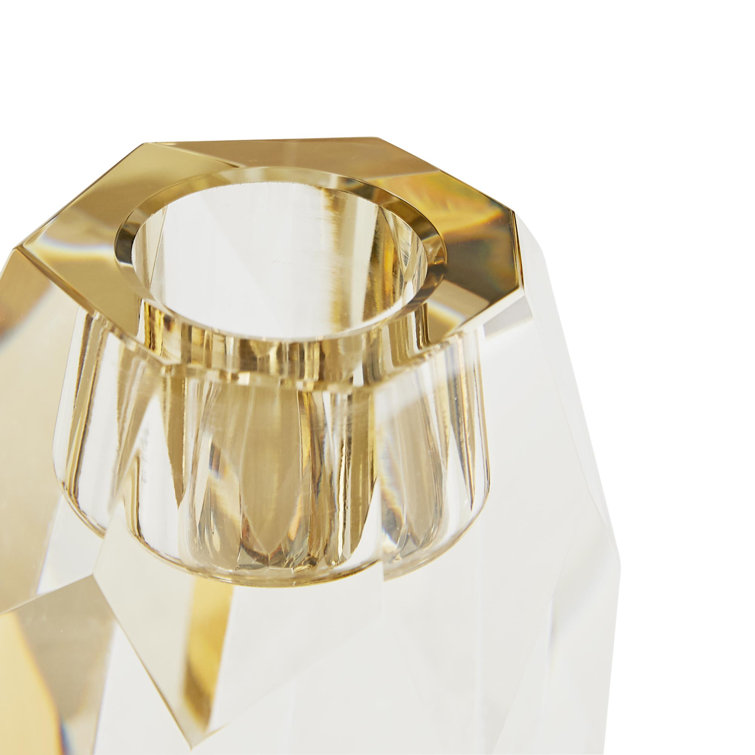 Clear Faceted Ceramic 3-Piece Candlestick Set