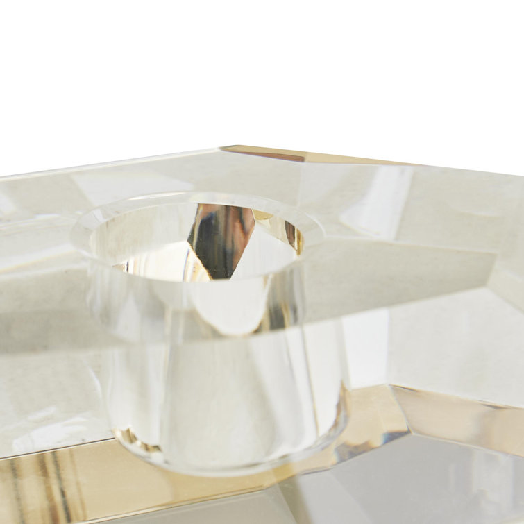 Clear Faceted Ceramic 3-Piece Candlestick Set