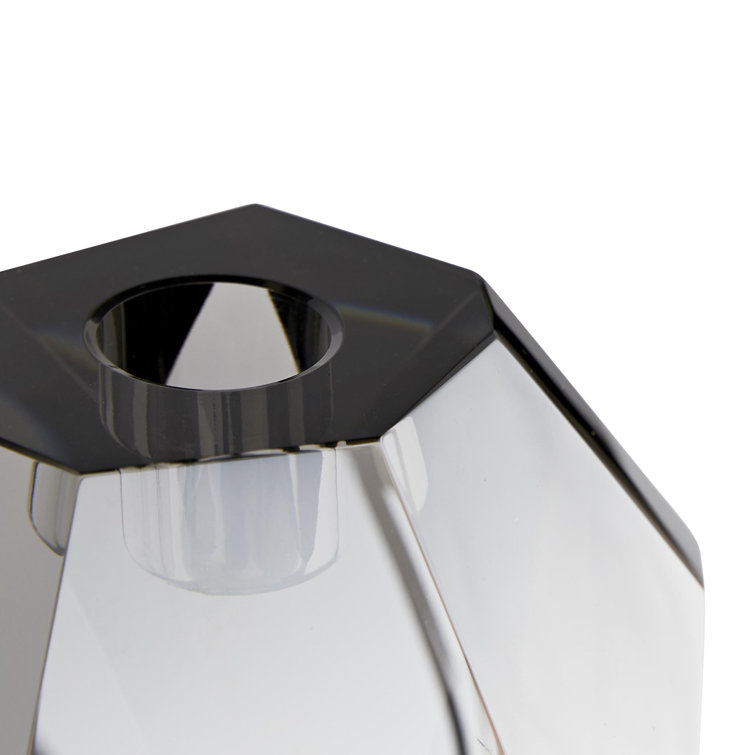 Clear Faceted Ceramic 3-Piece Candlestick Set