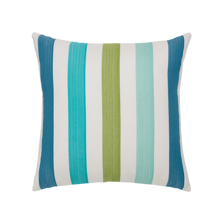 Aqua and Kiwi Stripe Outdoor Square Pillow