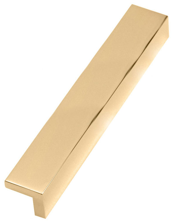 Polished Brass Modern Finger Cabinet Pull with Mounting Hardware