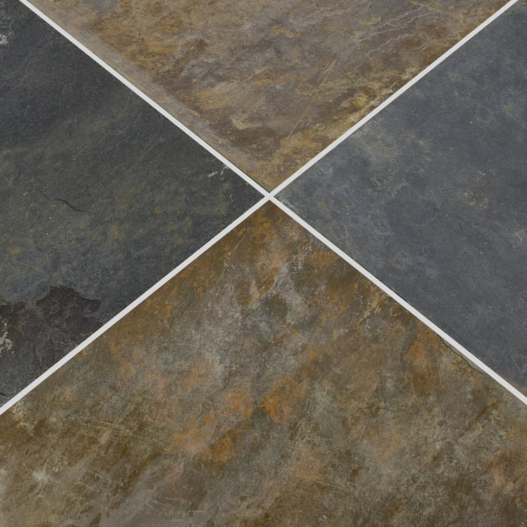California 16'' x 16'' Slate Field Tile in Rustic Earth Tones