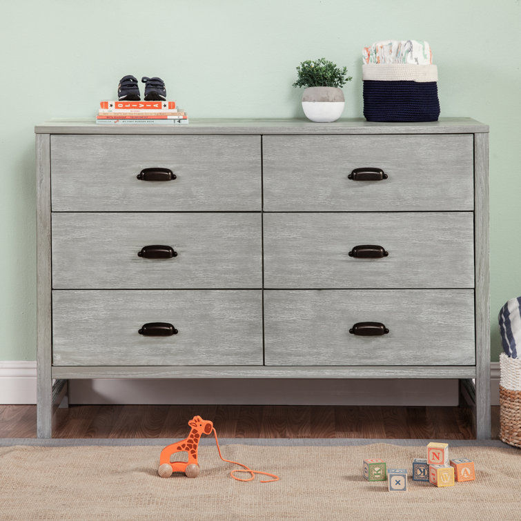 Cottage Grey Farmhouse 6-Drawer Double Dresser for Nursery