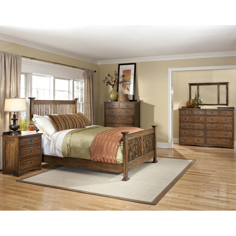 Oak Mission Queen Slat Headboard with Wood Frame