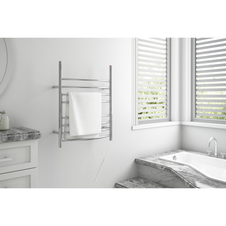 Polished Stainless Steel Wall Mounted 8-Bar Towel Warmer
